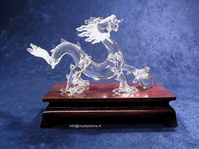 Swarovski Kristal 1999 238202 Dragon with Wooden Stand