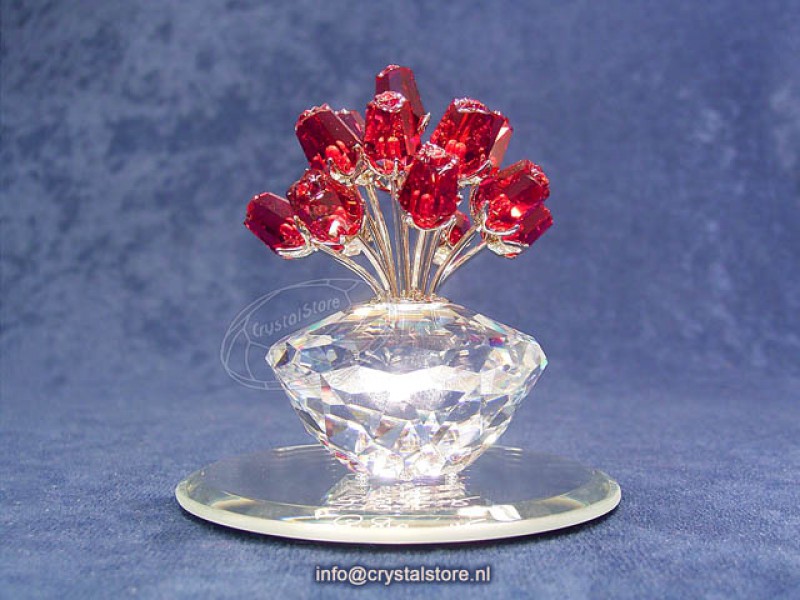 zweep Is aan het huilen Master diploma Swarovski Kristal | Vaas met 15 robijnrode rozen (283394)
