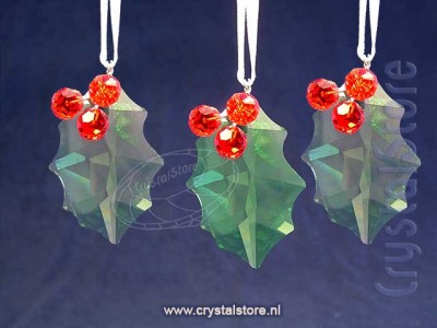 Swarovski Crystal - Holly Leaves Christmas Ornament Set