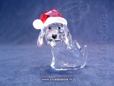 Swarovski Crystal - Dog with Santa's Hat