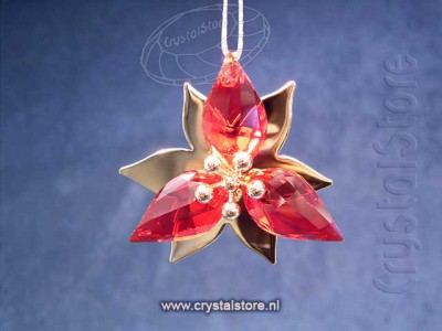 Swarovski Crystal - Christmas Poinsettia Ornament Gold