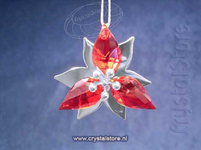 Swarovski Crystal - Christmas Poinsettia Ornament Silver