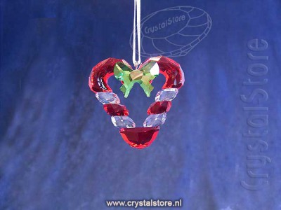 Swarovski Crystal - Candy Cane Heart Ornament