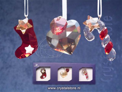 Swarovski Kristal - Set Kerstsok Hart en Zuurstok