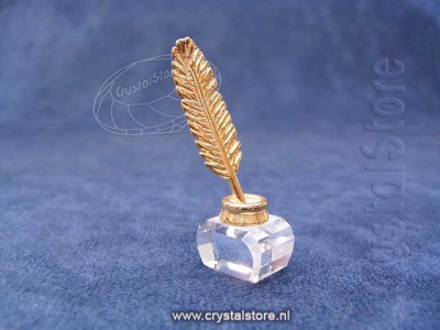 Swarovski Kristal 1994 189195 Inkwell with Quill Gold