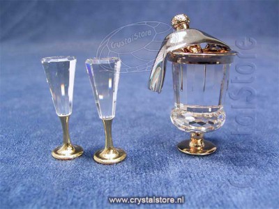 Swarovski Kristal - Wijnkoeler met twee Glazen