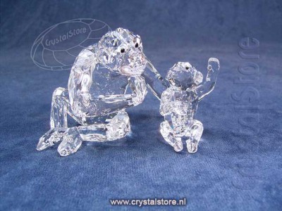 Swarovski Kristal - Chimpansee Moeder met Baby